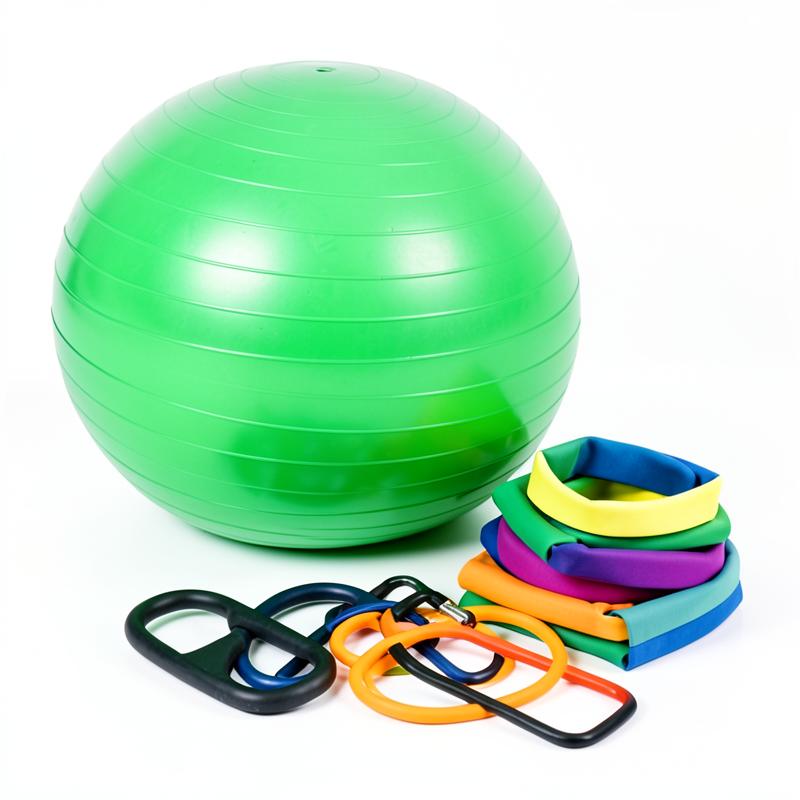 Kit Bola Suíça 65 cm + Faixas Elásticas